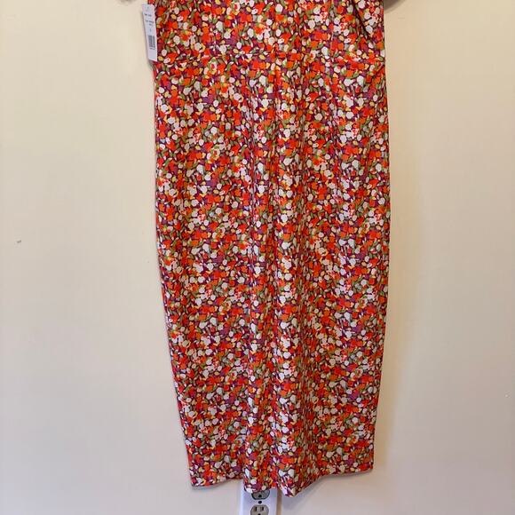 Alexia Admor NWT L floral dress summer orange maxi AOP Corpcore workwear green - Picture 8 of 8